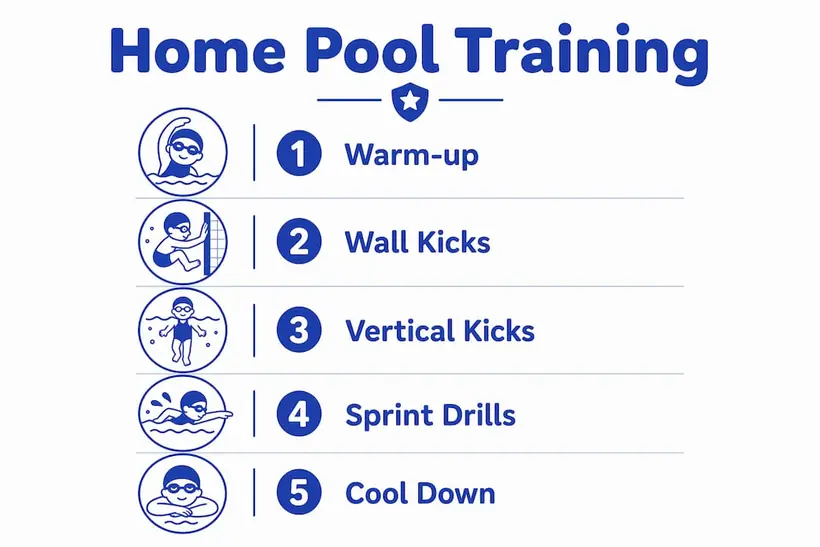 Infographic outlining home pool training steps
