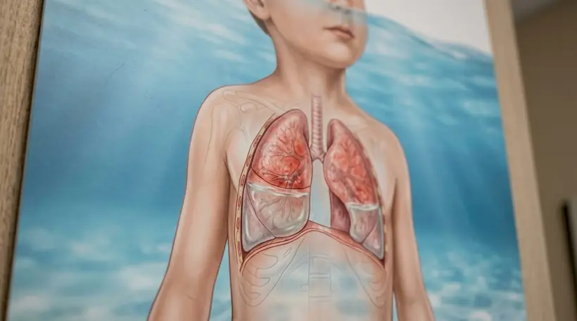 Child lungs showing pulmonary edema illustration