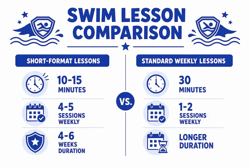 Infographic comparing short and traditional swim lessons