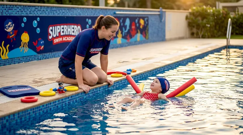 Certified instructor teaching child swimming