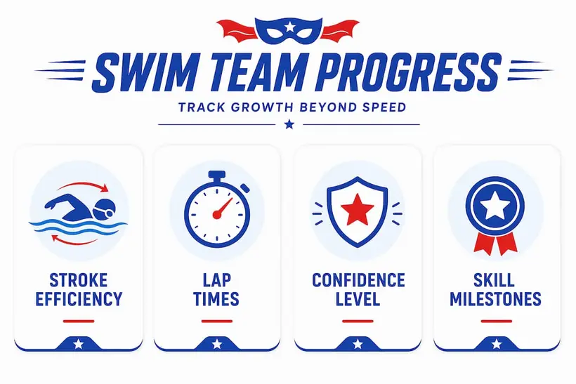 Swim team progress stats infographic