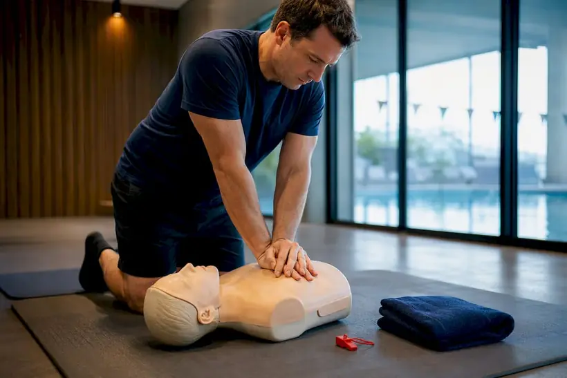 Instructor practicing CPR during recertification training