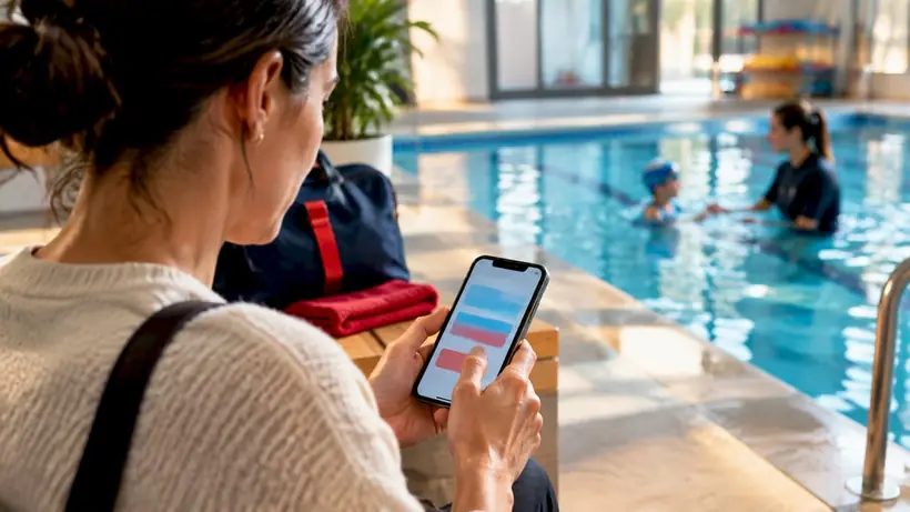 Parent arranging a swim lesson makeup