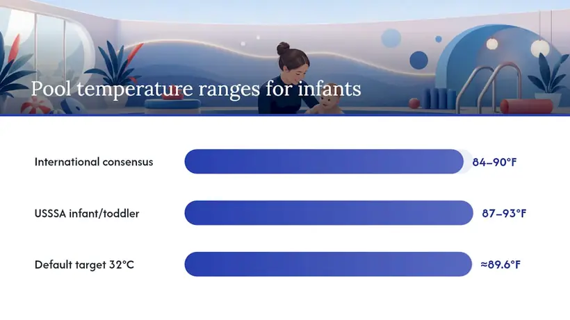 Pool temperature ranges by baby age